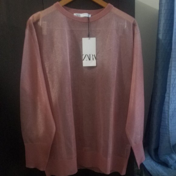 NWT PINK MAUVE SEMI-SHEER KNIT TOP. - Picture 9 of 9